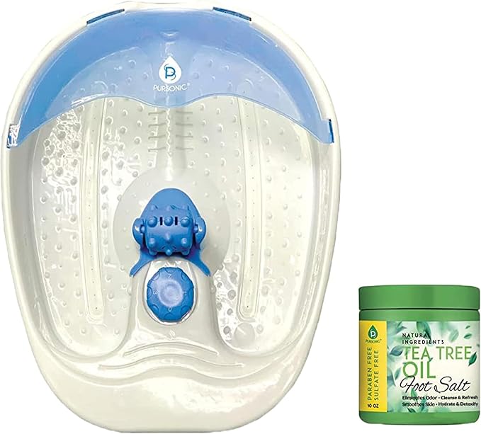 PURSONIC's Ultimate Foot Care Kit - Foot Spa, Pedicure Tools, Massager, Tea Tree Oil Salt Scrub, and Warming Function - Relax and Revitalize Tired Feet!