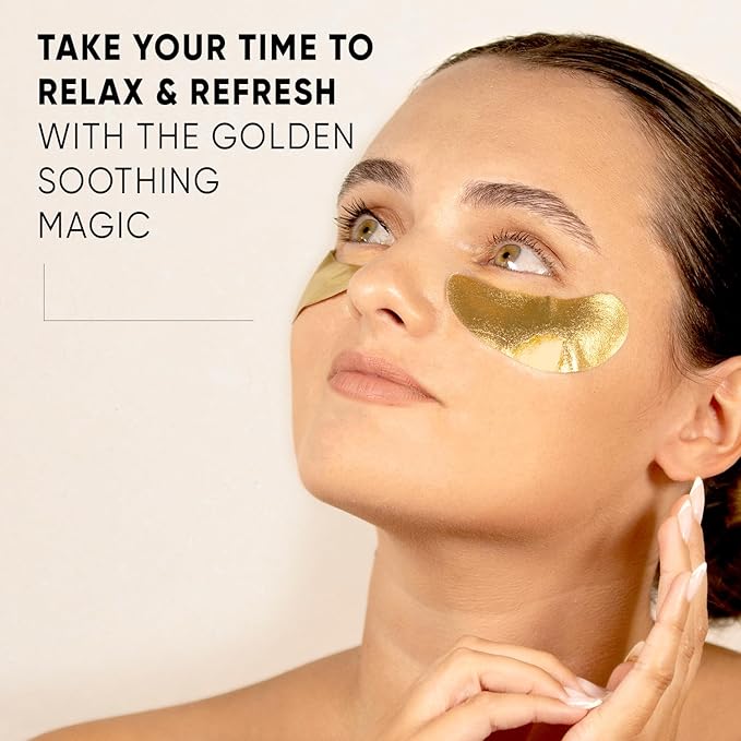CÉLOR Under Eye Patches Premium - Golden Under Eye Mask Enriched with Hyaluronic Acid, Caffeine, Tea Tree & Collagen, under eye Patches for Women & Men (7 Pairs)
