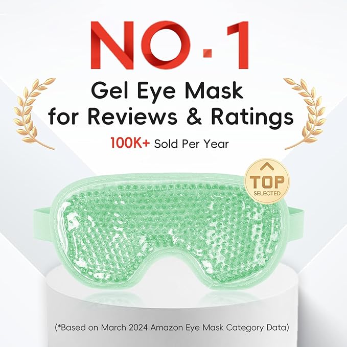 NEWGO Cooling Eye Mask for Puffy Eyes, Cold Eye Mask Eye Ice Pack for After Eyes Surgery, Tension Stress Relief, Itchy Eyes, Headaches, Dark Circles - Green