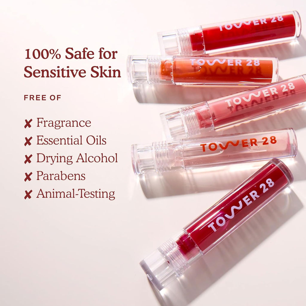 Tower 28 ShineOn Milky Lip Jelly, ALMOND, Non-Sticky, Hydrating Vegan Lip Gloss in Milky Chocolate, Apricot and Raspberry Seed Oil, Moisturizing, Clean, Cruelty Free