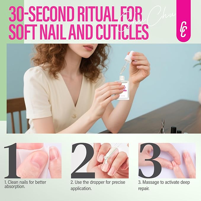 CHUCHU Nail Strengthener and Growth Serum: Natural Plant Repair Serum with Aloe Vera Scent - Nail Cuticle Care for Women Men Home Salon Gift