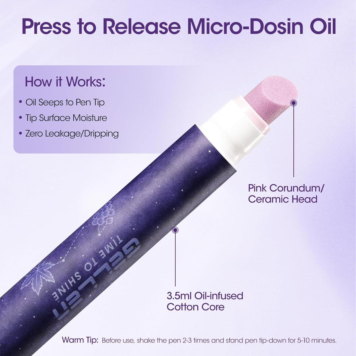 Gellen 4-in-1 Cuticle Pusher Pen with Micro-Dosin Oil, Cuticle Remover & Cuticle Oil in a Pen, Ceramic Nail Pusher Pen for Hangnails & Dry & Damaged Nails, Nail Care Pen for Repair & Nourish Nails