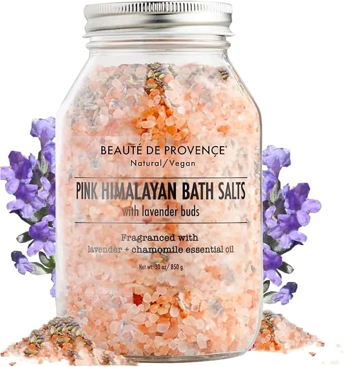 Pink Himalayan Bath Salt with Lavender - 100% Natural Aromatherapy and Relaxation - Lavender Grapefruit Essential Oil Bath Salts for Women Relaxing, Natural & Cleanse