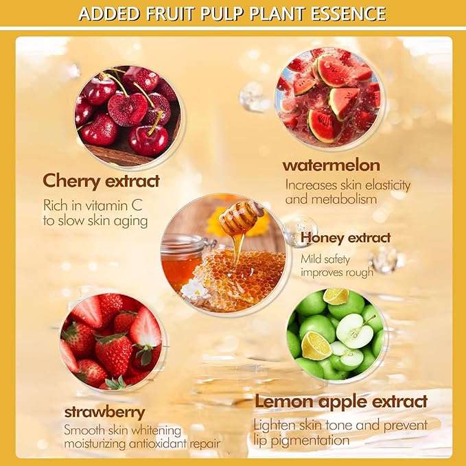 5PCS Bee Lip Balm Honey Pot，Honey&Strawberry&Watermelon&Cherry&Apple Lip Mask Overnight Propolis Moisturizing Lip Balm Hydrating Prevention Dry and Crack Lip Scrubs Exfoliator Lip Wrinkle Care