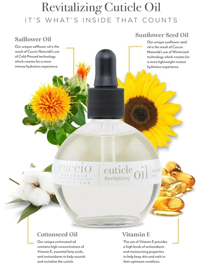 Cuccio Naturale Revitalizing Cuticle Oil - Hydrating Oil For Repaired Cuticles Overnight - Remedy For Damaged Skin And Thin Nails - Paraben/Cruelty-Free Formula - Fragrance-Free - 2.5 Oz