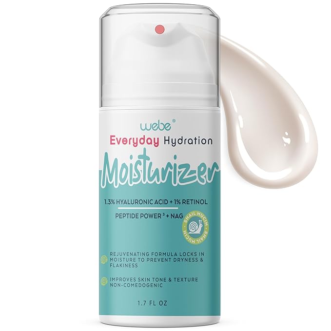 WEBE Hydration Snail Mucin Moisturizer – Anti-Aging Cream with Hyaluronic Acid, Retinol & Peptides for Deep Hydration, Wrinkle Reduction & Skin Renewal