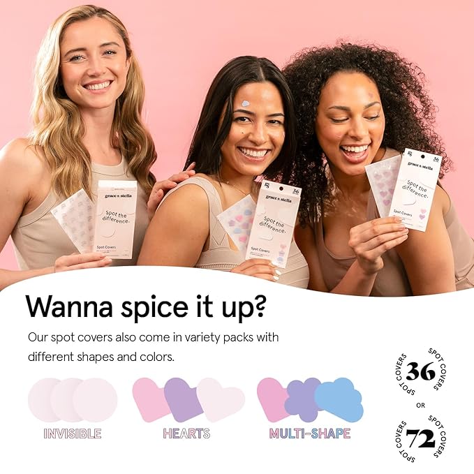 grace & stella Pimple Patches for Face - Fast Acting Hydrocolloid Acne Patch That Absorb Gunk, Flatten Breakouts - Zit Stickers for Clear Skin - Dermatologist-Tested, Vegan (Invisible, 72 Count)