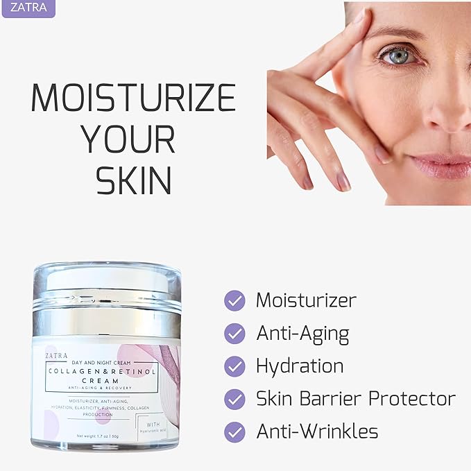 Retinol 3%, Collagen Face Cream with 5% Hyaluronic Acid, Moisturizer, Anti-Aging, Firmer, Reduce Fine Lines and Wrinkles, Radiant Skin