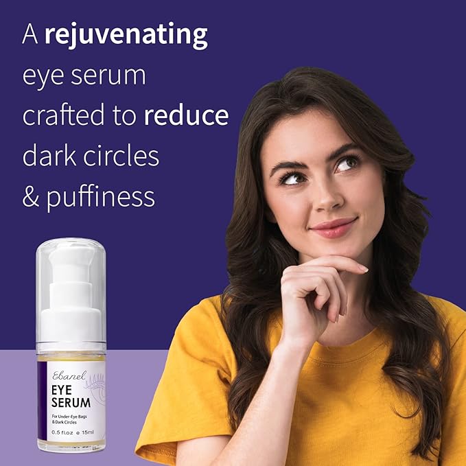 Ebanel Peptides Eye Serum, Dark Circles Treatment for Women and Men, Under Eye Bags Puffiness Remover, Lifting and Firming Serum with Wine and Lavender Extracts
