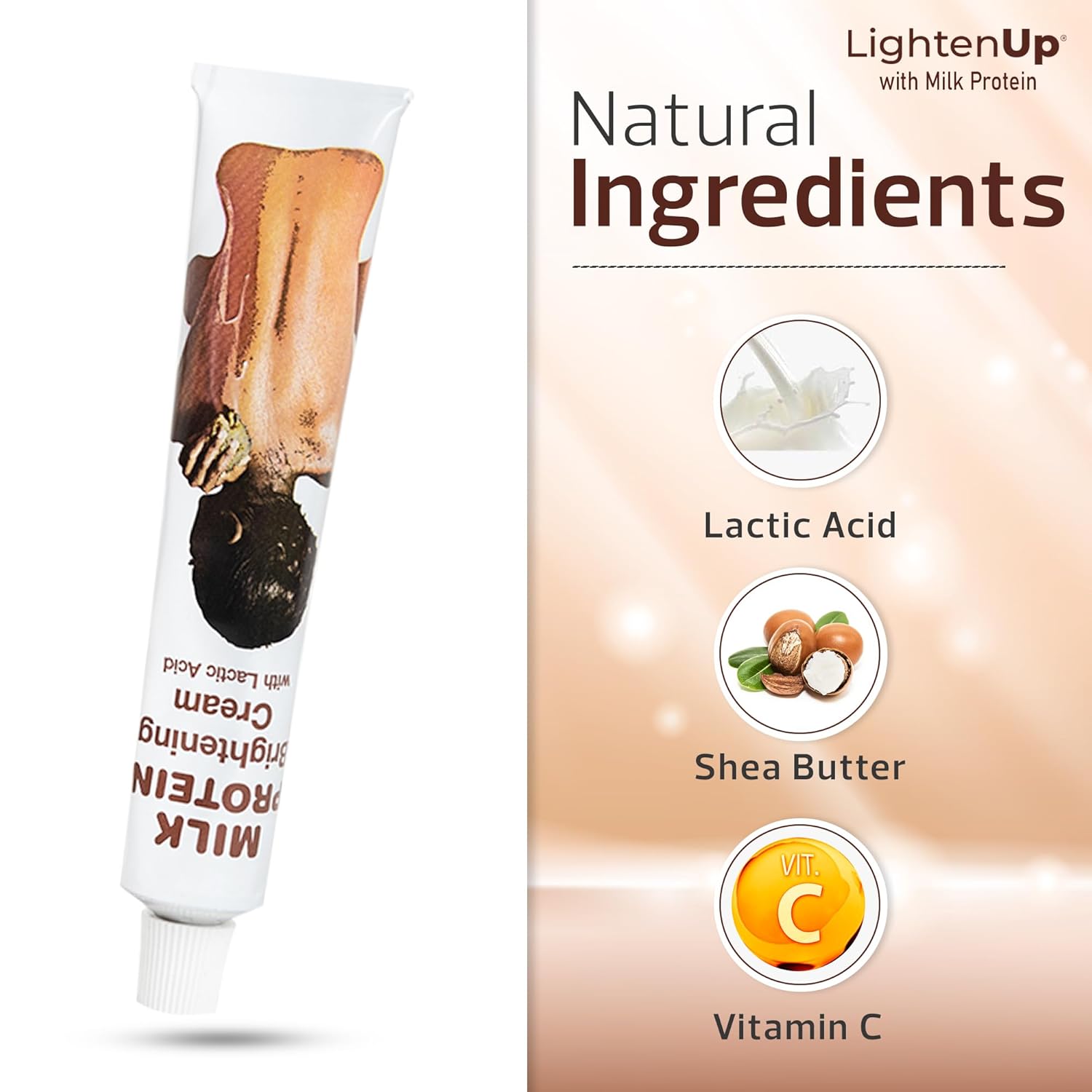 OMIC Lighten-Up Lactic Acid Cream - 1.7 Fl oz / 50 ml - Skin Brightening Cream, AHA Cream, Helps Even Skin Tone - with Vitamin C & Shea Butter