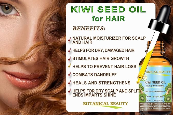 Botanical Beauty KIWI SEED OIL. 100% Pure Natural Undiluted Virgin Cold Pressed Carrier Oil 4 Fl.oz.- 120 ml for Face, Skin, Body, Hair, Nail Care