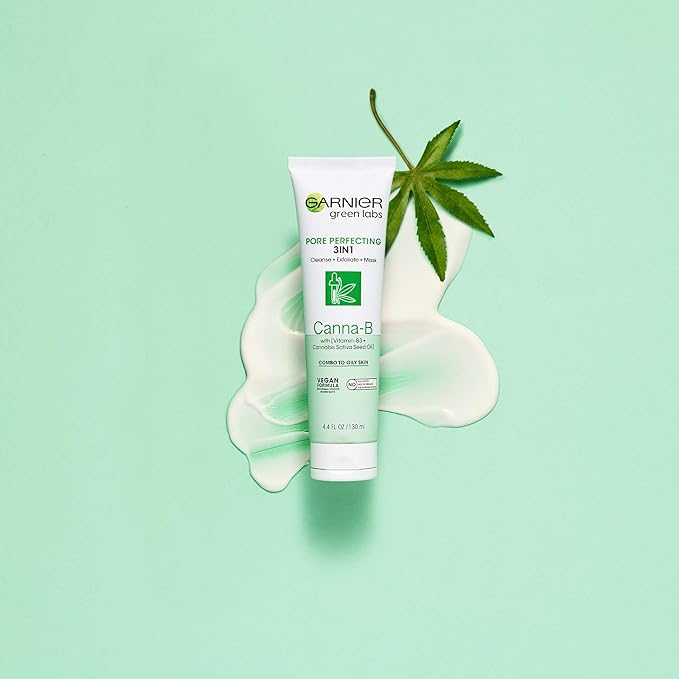 Garnier SkinActive Green Labs Canna-B Pore Perfecting 3-in-1 Face Wash unscented 2 Count