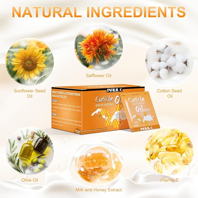 NXJ INFILILA Cuticle Oil Bulk 3.3 Fl Oz, 100Pcs Mini Cuticle Oil for Nails, Hydrating Cuticles Care Product Ttravel Size Nail Honey, Cuticles Repair and Nails Care (Milk & Honey)