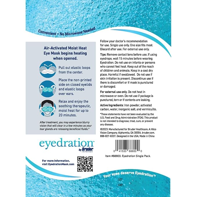 Air-Activated Eye Steam Mask l Dry Eye Relief l Disposable Heated Eye Mask l Gentle, Soothing and Hydrating l No Microwave Needed l Convenient and Lightweight - 10 Single Use Compresses