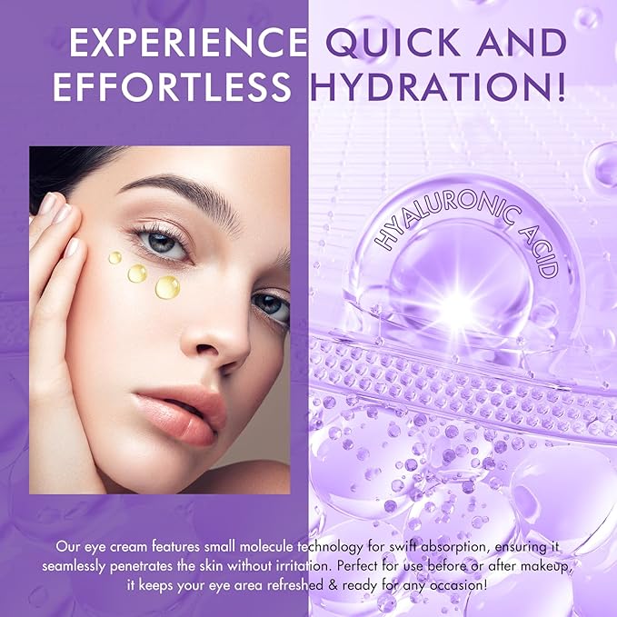 2 Packs Eye Serum for Dark Circles and Puffiness with 8% Caffeine 8% Retinol Hyaluronic Acid Niacinamide, Under Eye Cream Anti Aging for Puffiness and Bags with 360° Eye Roller Ball for Women & Men