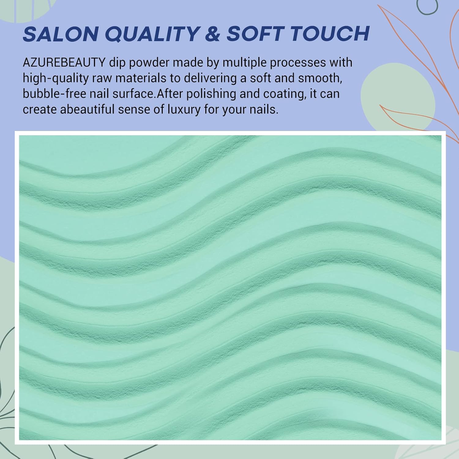 AZUREBEAUTY Dip Powder Nail Set Blue Sage Green Grey Shades, 6 Dark Colors Dipping Powder Starter Kit French Nail Art Manicure DIY Salon for Women, No Need Nail Lamp Cured