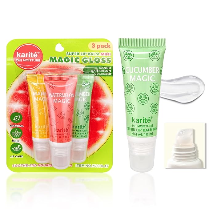 Lip Balm, fruit flavor - sweet watermelon, fragrant mango and elegant mango - perfect lady's storage and lady's birthday gift, 100% natural lipstick