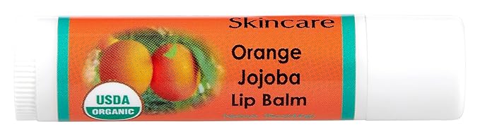 Organic Lip Balm - 70% Jojoba Oil with Beeswax - No Fillers or Additives - Moisturizes Dry Lips - Unflavored, Gluten-Free & Travel-Ready - 2-Pack - 0.15 oz/4.6 gm - Orange Scent