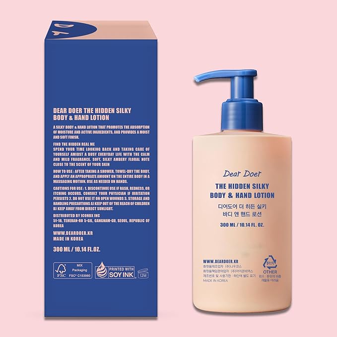 Dear Doer] The Hidden Silky Body & Hand Lotion | Vegan | 10.14 fl.oz - pH-Balanced, Non-Sticky Lotion, No Added Silicone, for Velvety Skin