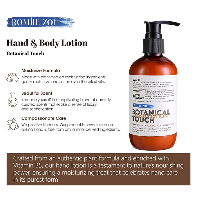 Natural Hand & Body Lotion Botanical Touch - Island Dream of Warm Vanilla & Coconut Milk - 236 ML / 8 FL OZ