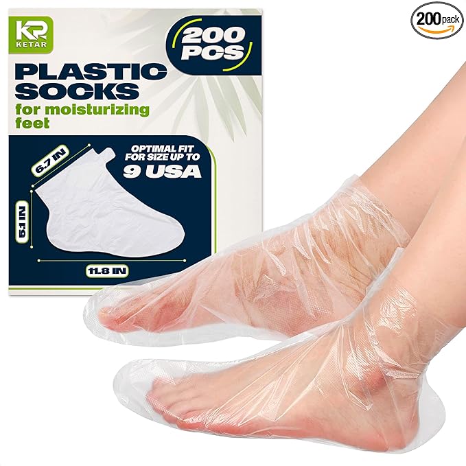 200Pcs Plastic Foot Covers Disposable Socks Foot Gloves - Paraffin Baths Foot Moisturizer Socks - Foot Moisturizing Socks Pedicure Bags for Feet Spa Socks for Women Plastic Socks for Moisturizing Feet