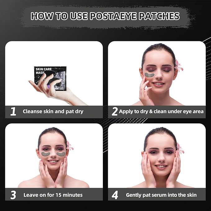 POSTA 20Pairs 40Pcs Collagen Eye Mask, Glitter Under Eye Patches for Dark Circles and Puffiness, Hydrating Eye Skincare Reduce Wrinkles and Fine Lines, Eye Gels Pads for Women and Men