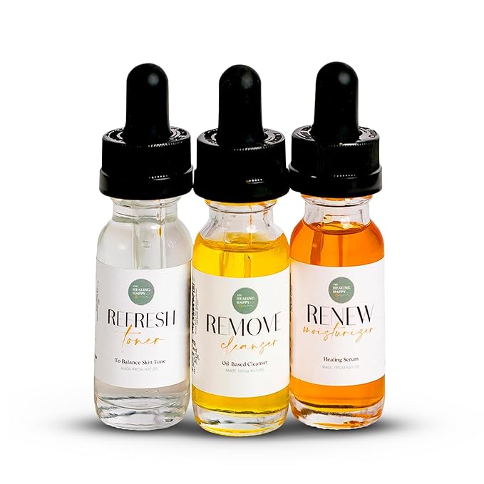 Healing Happy Method - Skin Care Set | 15ml Cleanser, Toner, and Moisturizer | Skincare Set, Rejuvenates Skin, Deeply Nourishes & Revitalizes | Beauty Gift Sets, Face Care Set for Women