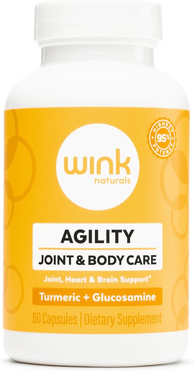 Wink Well Agility Joint & Body Care - Dietary Supplement Includes Turmeric and Glucosamine - Provides Support for Joint Care and Heart Brain Immune Health Support 60 Capsules
