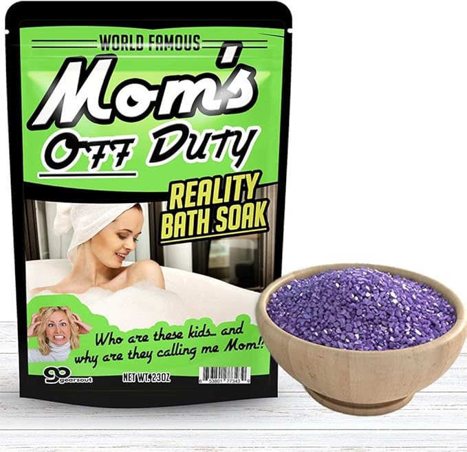 Mom’s Off Duty Bath Soak – Purple Bath Salts Luxury Bath Funny Girlfriend Gifts for Best Friends Bath and Body Gifts for Women Mediterranean Sea Salts Ladies Night Gifts Funny Mother’s Day Spa Gifts