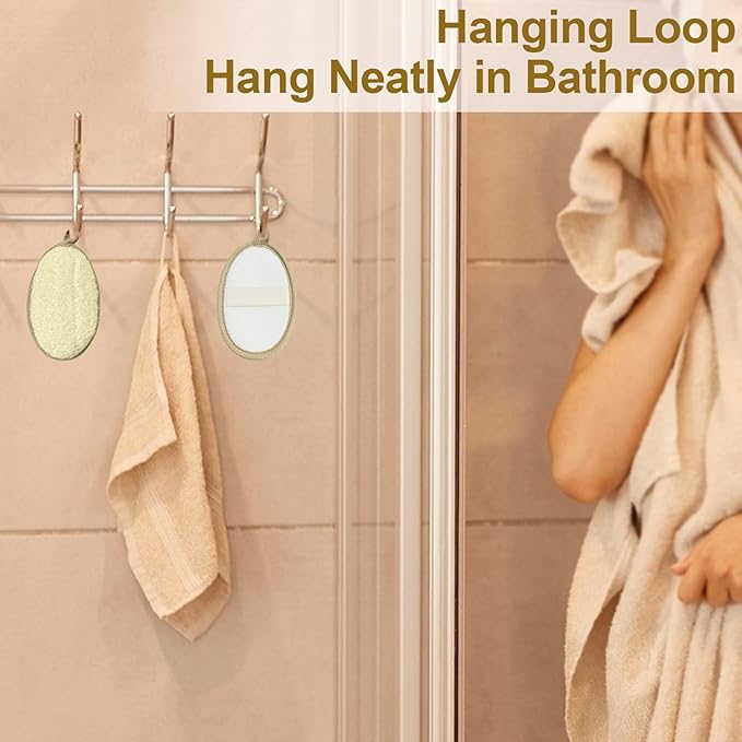 Loofah Exfoliating Body Scrubber (2 Pack), Natural Body Scrubbers for Shower Exfoliator, 100% Natural Lufa Bath Scrub Loofa Sponge Pad, Large Lufas for Men and Women Loufa Biodegradable Luffa Brown