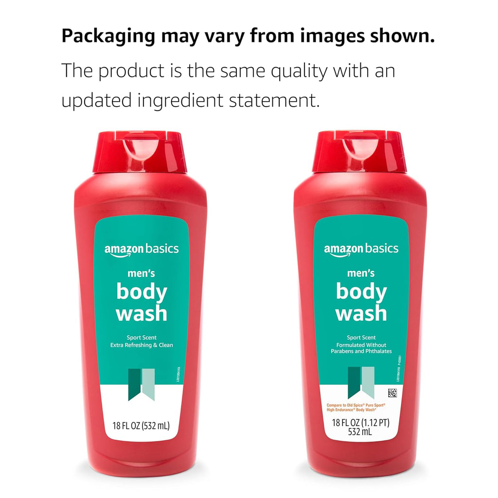 Amazon Basics Mens Soap Body Wash, Sport Scent, 18 Fluid Ounce, Pack of 1
