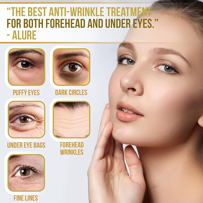 Forehead and Under Eye Wrinkle Patches for Face - Collagen, Hyaluronic Acid and Vitamin A Skin Pads - Forehead Line Remover Wrinkle Eye Patch Set - 26 Strawberry Sachets