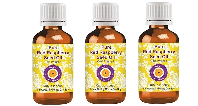 dève herbes Pure Red Raspberry Seed Oil (Rubus idaeus) Cold Pressed (Pack of Three) 100ml X 3 (10 oz)