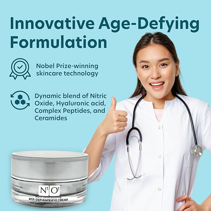 Age-Defiance Eye Cream - Day & Night Moisturizer with Nitric Oxide, Hyaluronic Acid, Complex Peptides, Ceramides - Hydrating Eye Cream for Dark Circles, Wrinkles, Fine Lines, Puffiness - 0.5 oz.