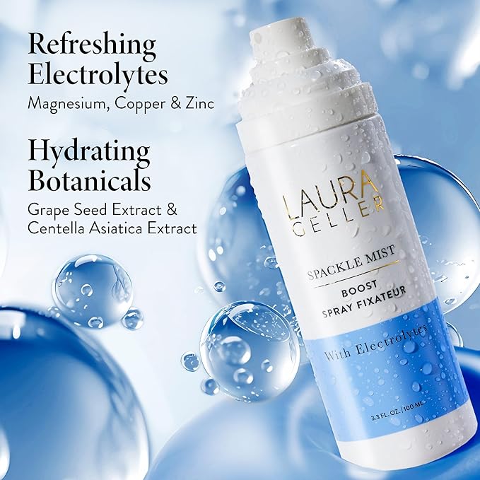 LAURA GELLER NEW YORK Spackle Mist Boost Setting Spray with Electrolytes - Long-Lasting Makeup Spray with Blue Light Protection - Dewy Skin Makeup Setting Spray