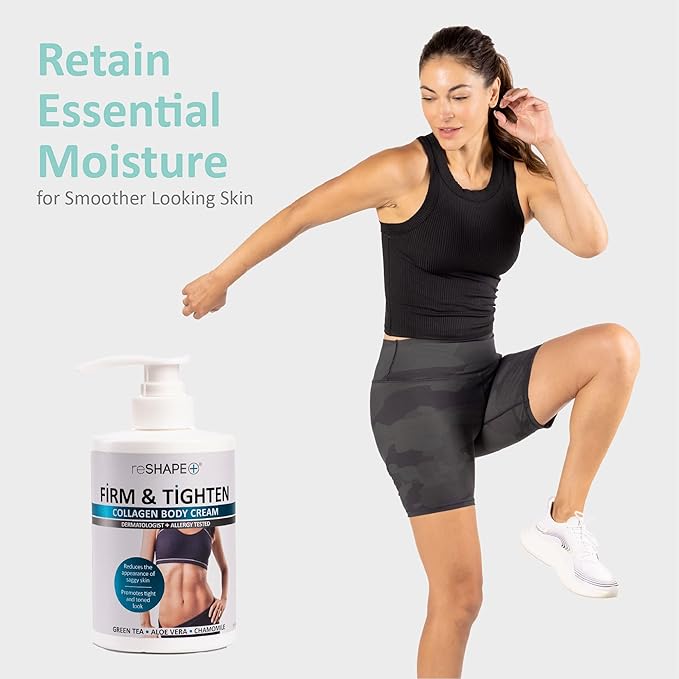 Reshape+ Collagen Firming Cream + Vitamin C Hydrating Body Oil Set for Arms, Legs, Back, Tummy - Skin Care Set