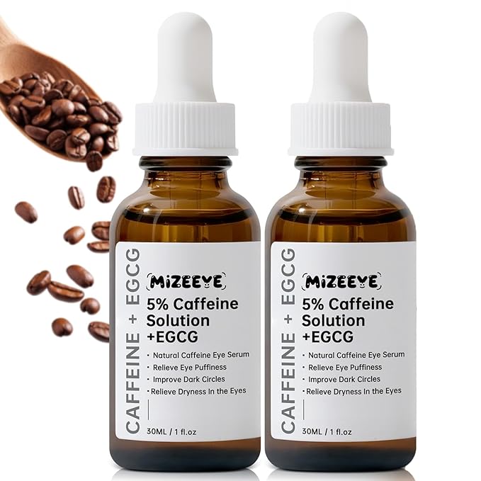 Caffeine Solution 5% + EGCG For Dark Circles & Puffiness, 2 PCS Anti Aging Caffeine Under Eye Serum For Eye Bags, Fine Lines, Moisturizing Caffeine Solution.