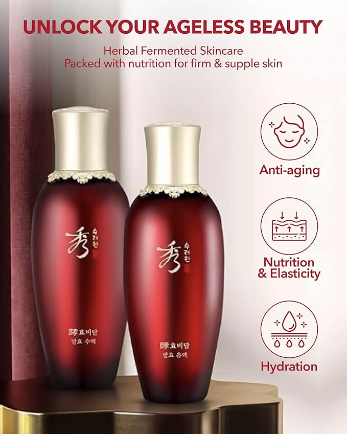 Sooryehan Hyobidam (Fermented Essence, 1.5fl oz) - Korean Skin Care. Rich, Creamy Serum for Reduced Wrinkles & Deep Hydration. Wild Ginseng, Snow Fungus Extract.