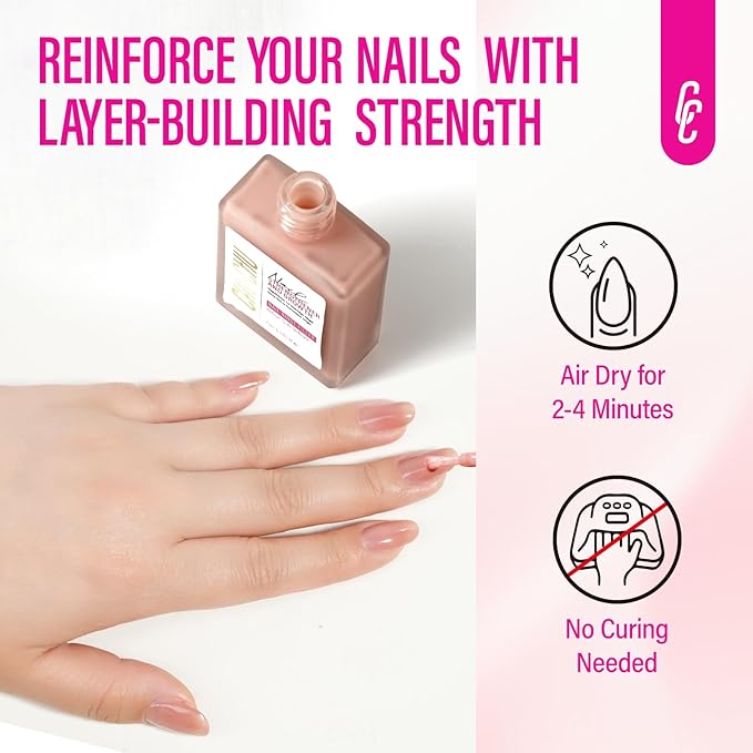 Nail Strengthener for Women: Coral Pink Natural Nail Hardener Extra Strong and Growth - Nail Polish Hardener for Weak and Damaged Nails 15ml