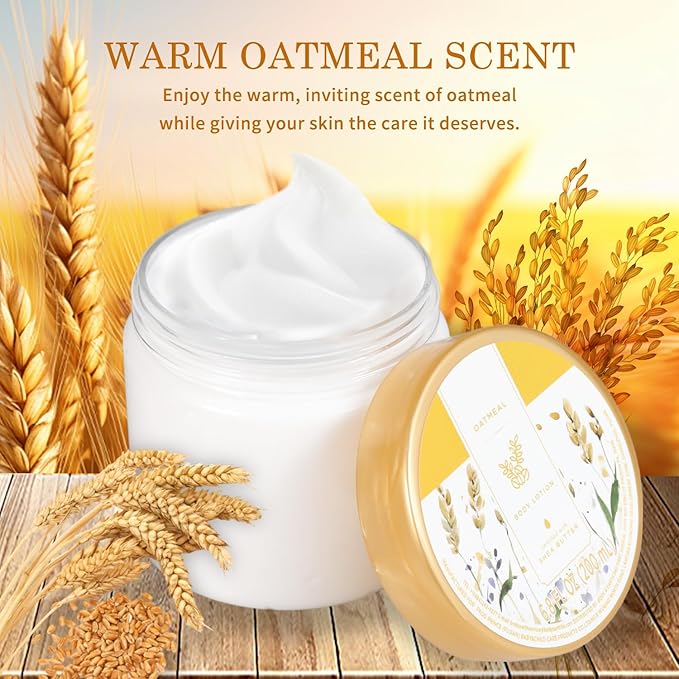 Princess Belle Oatmeal Body Lotion, Shea Butter Body Lotion for Women and Men Dry Skin, Deep Moisturizing, Hydrating and Softening, Smell Good, 200ml(6.8floz)
