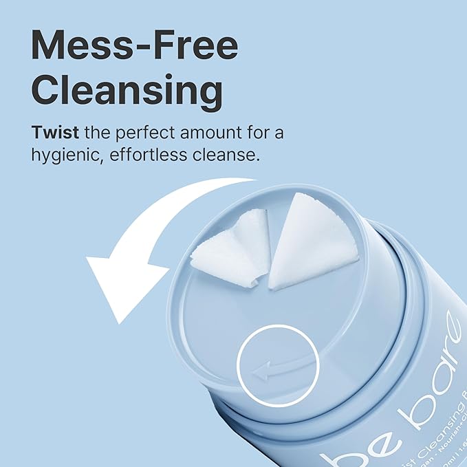 Bebare Twist Cleansing Balm with Hygienic Twist Dispenser: Cleanser for Heavy Makeup Removal & Hydrating Facial Wash for All Skin Types. Korean Vegan Skincare with Natural Oils, 1.69 Fl Oz