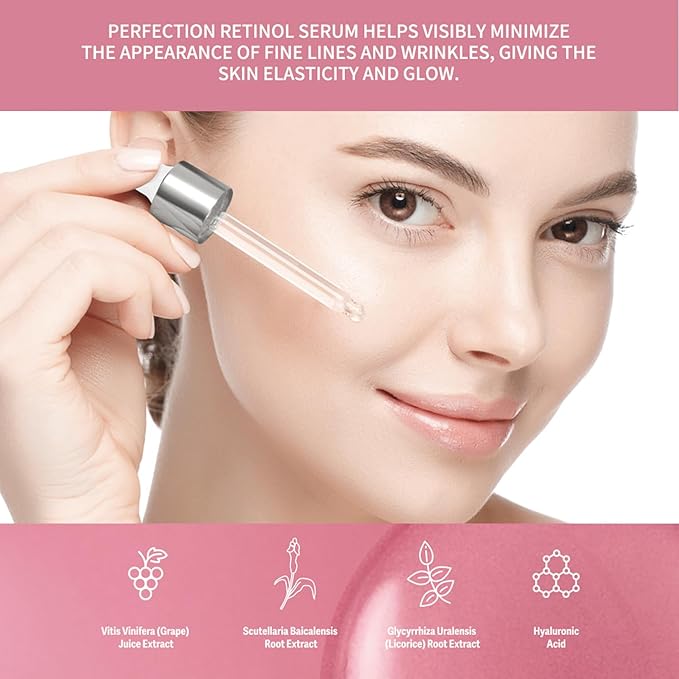 Face Retinol Serum 50ml / 1.69fl. OZ for Skin Elasticity Moisturizing Soothing Calming and Sensitive Skin with Natural Plant Source Extracts and & Peptide Complex Ingredients