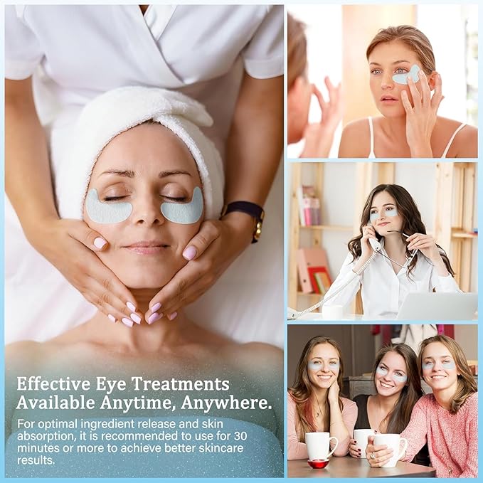 Under Eye Patches Masks - for Dark Circles, Puffiness, Wrinkles & Fine Lines 30 Pcs Moisturizing Patches with Hyaluronic Acid,White