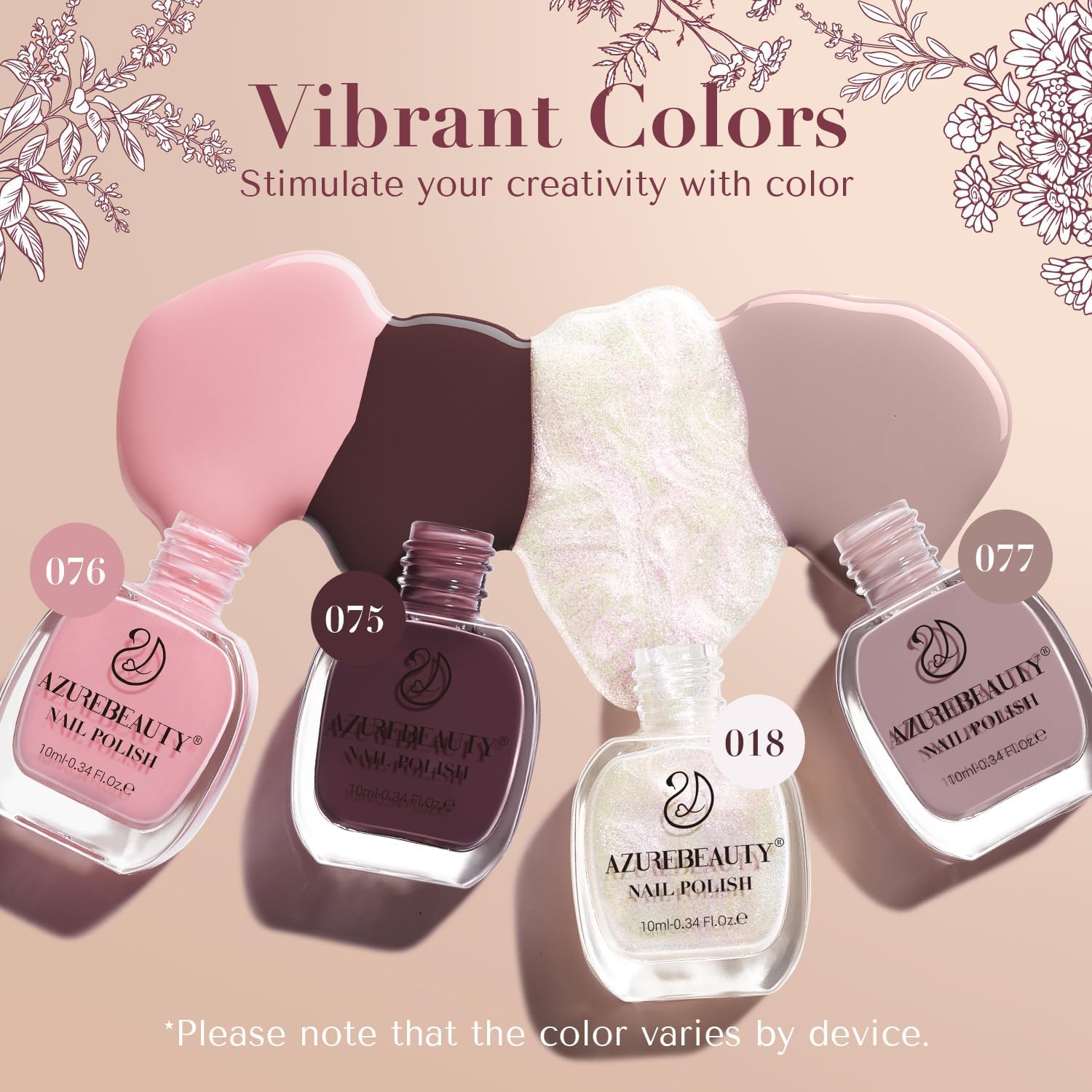 AZUREBEAUTY Nail Polish Set 4 Colors Pink Nude Glitter Nail Polish Quick Dry Natural Nail Lacquer Fingernail Kit with Top Coat DIY Salon Home