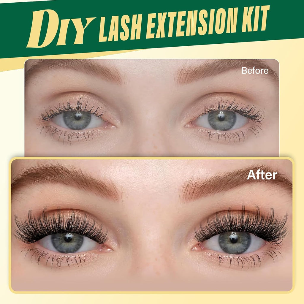 KEYYOULASH DIY Lash Extension Kit 144pcs 8-18MIX Lash Clusters Eyelash Extension Kit with Lash Bond and Seal,Remover,Applicators for DIY Lash Extensions at Home (KY06 Kit)