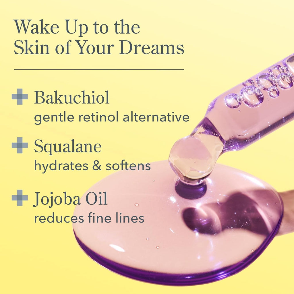 Beekman 1802 Dream Booster Bakuchiol Retinol Alternative Facial Serum - Squalane & Bakuchiol Oil Serum For Sensitive Skin - Night Moisturizer For Fine Lines & Pore Minimizer - Fragrance Free, Vegan