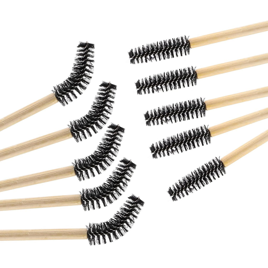 Tbestmax 300 Disposable Mascara Wands Eyelash Brush Spoolies for Eye Lash Extension Eyebrow Bamboo Stick Black