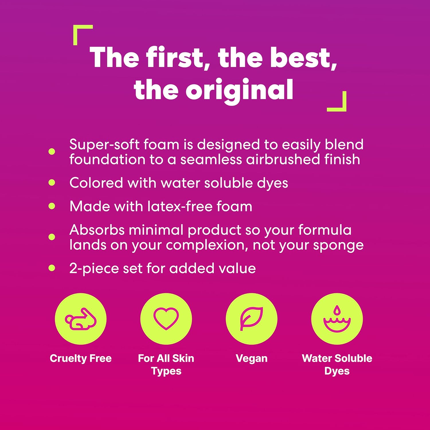 Beautyblender® | Original Pink + Nude Beauty Blender 2-Piece Bundle for Blending Foundations, Powders, and Creams, Super-Soft Foam for Streak-Free Application, Made in the USA, Reusable, Washable