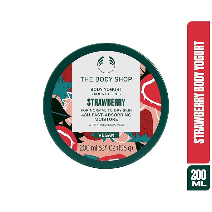 The Body Shop Strawberry Body Yogurt, 48hr Moisturizer, 100% Vegan, 6.91 Fl.Oz