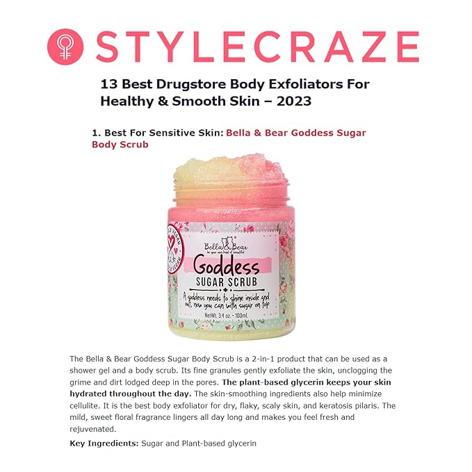 Bella & Bear Goddess Sugar Scrub - Travel Size - Vegan 3.4oz (Travel Size)